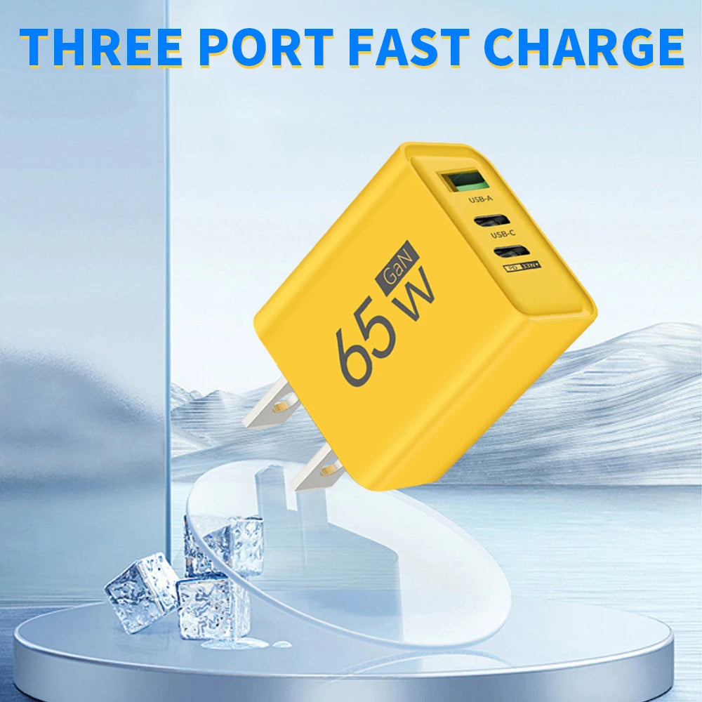 Gan 65W Fast Charger USB Type C PD QC3.0 Quick Charging Charger Mobile Phone Adapter for Iphone 15 16 Pro Xiaomi Samsung Huawei