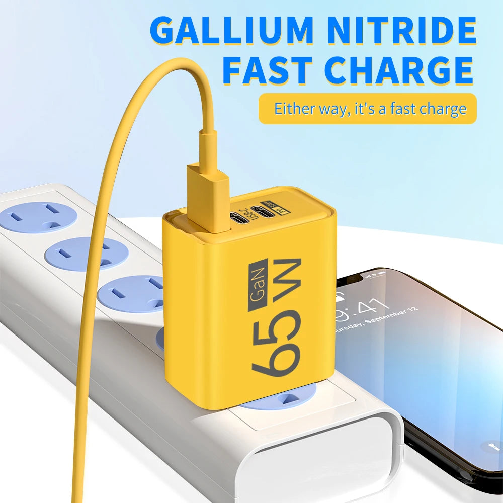 Gan 65W Fast Charger USB Type C PD QC3.0 Quick Charging Charger Mobile Phone Adapter for Iphone 15 16 Pro Xiaomi Samsung Huawei